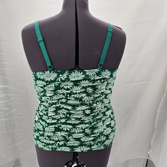 630-14 NWT Torrid Green Floral Mesh Cropped Shirred Cami Top Size 00 (10/12) NEW - Picture 6 of 15